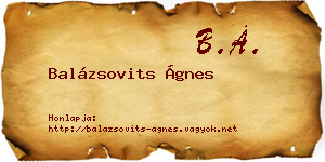 Balázsovits Ágnes névjegykártya