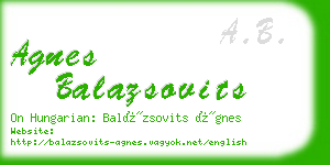 agnes balazsovits business card